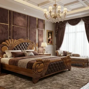 Round Motif Ornate Wooden Bed