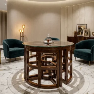 Round Nested Chair Wooden Dining Set
