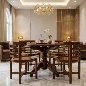 Round Open Frame Wooden Dining Set