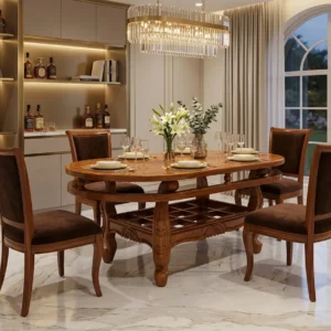 Round Tiered Frame Wooden Dining Set
