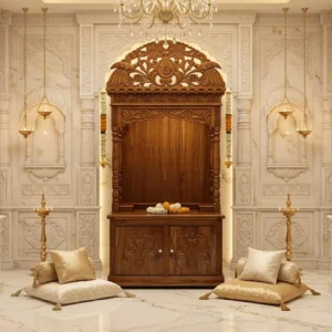 Rounded Lattice Crown Wooden Singhasan