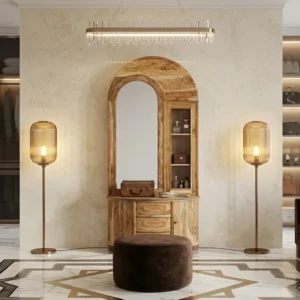Rounded Top Mirror Wooden Dressing Table