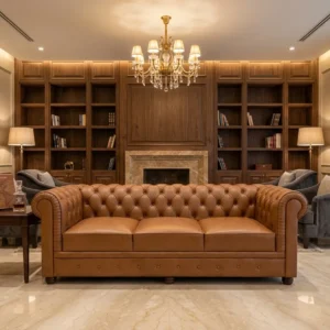 Scrolled Arm Tufted Upholstered Sofa