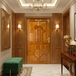 Shaped Double Panel Wooden Door Design