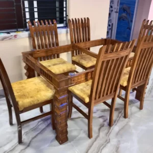 Slatted Chair Panel Top Wooden Dining Set