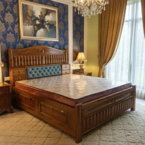 Slatted Panel Headboard Wooden Bed