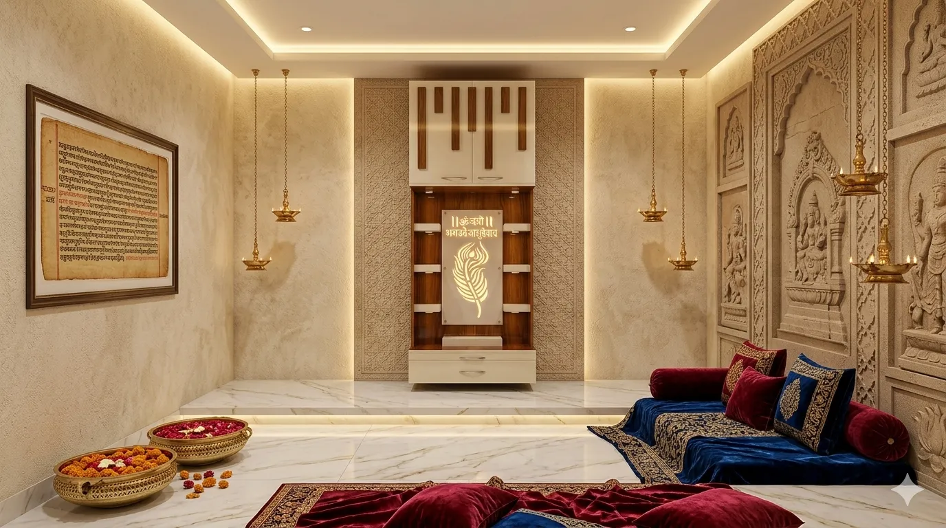 Slotted Crown Om Panel Ply Singhasan