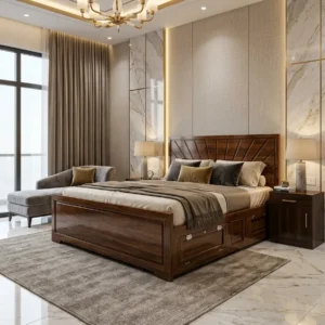 Straight Panel Frame Wooden Bed