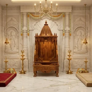 Tall Temple Crown Wooden Singhasan