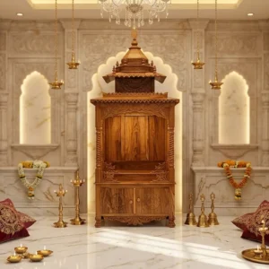 Tiered Column Frame Wooden Singhasan