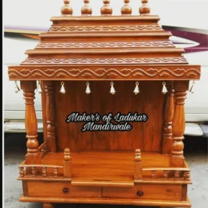 Tiered Open Column Wooden Singhasan