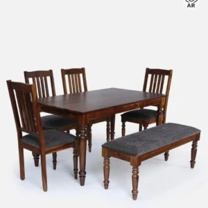 Turned Leg Bench Wooden Dining Set