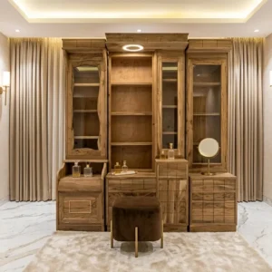 Twin Side Shelf Wooden Dressing Table