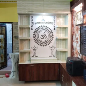 White Om Shelf Ply Singhasan
