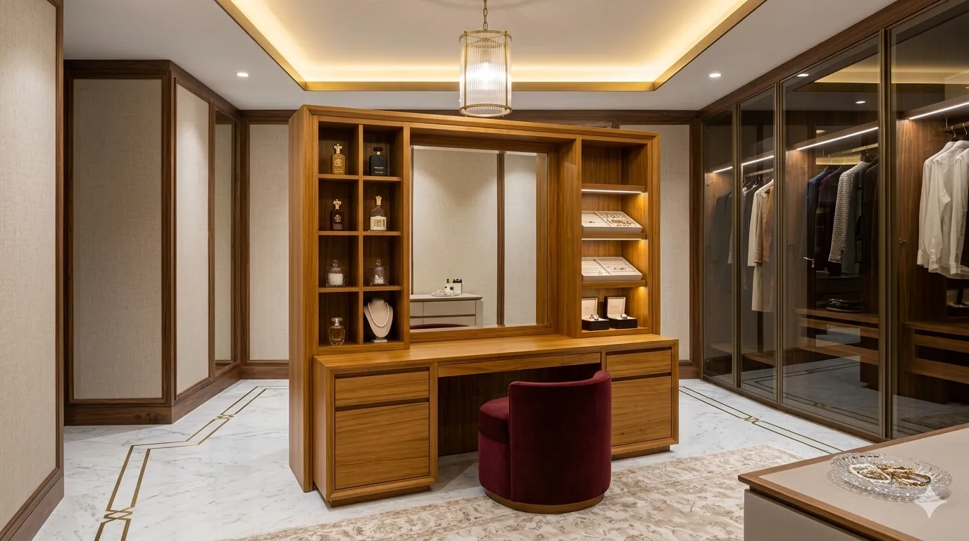 Custom wooden console and mirror furniture